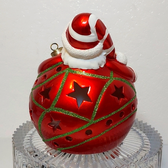 Christmas QVC Home Reflections Ceramic Santa Luminary Flameless LED Ornament - Picture 4 of 10